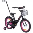 Rowerek dziecięcy 16 cali TomaBike PLATINUM z prowadnikiem | Czarno-Różowy